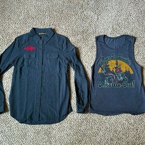 Harley button up and muscle tank size small